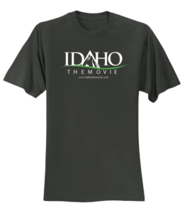 Idaho the Movie written in white on the center of a black t-shirt